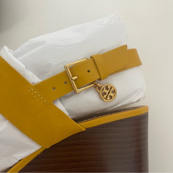 Tory Burch Mini Benton Wedged Sandal In Gold Finch -New In Box- Reemoly - Picture 11 of 14